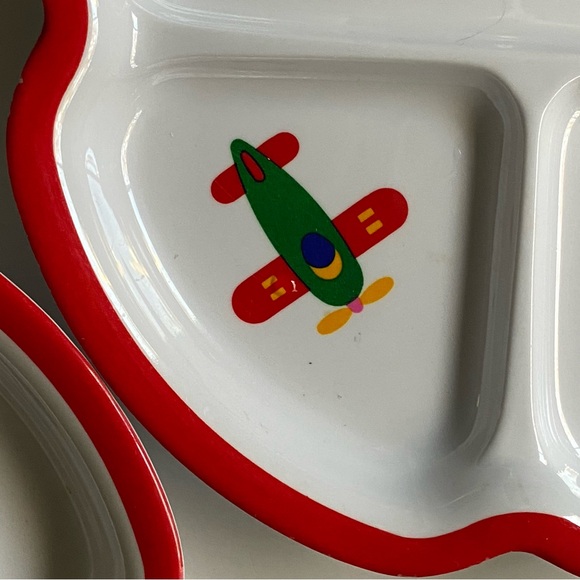 Peco Child's Melamine Divided Plates Trains Boats Airplanes Vintage 1984 Dish - Picture 6 of 16